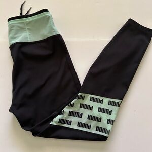 Puma Women’s Black and Mint Green Leggings